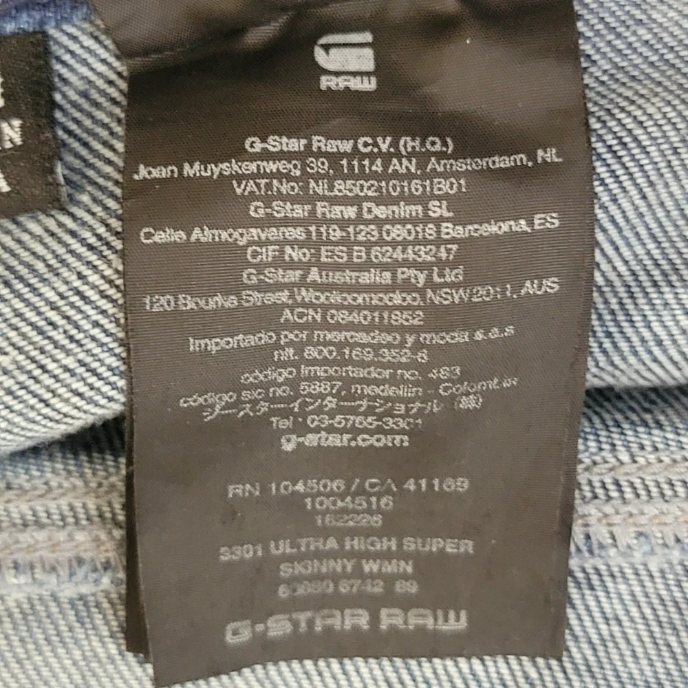 G Star Raw 3301 Ultra High Rise Super Skinny Medium Wash Jegging Jeans 27